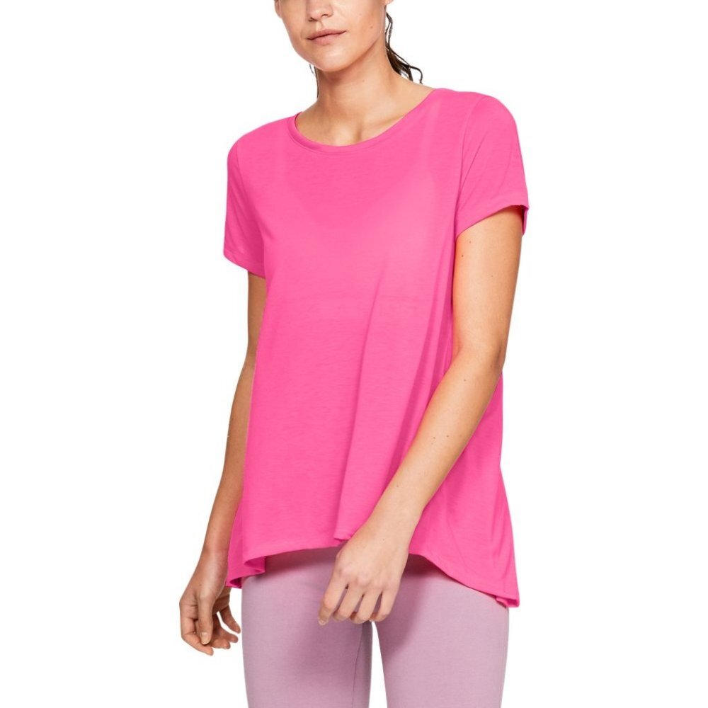 Under Armour Women's Whisperlight Short Sleeve Foldover Shirt Size S Pink